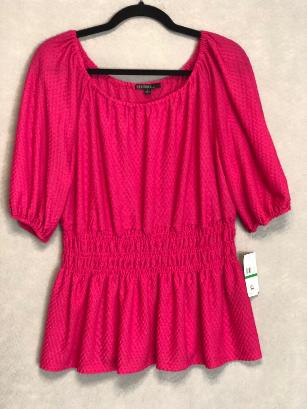 Studio by JPR Peasant Top Smocked Waist Top Women's Size Large NEW